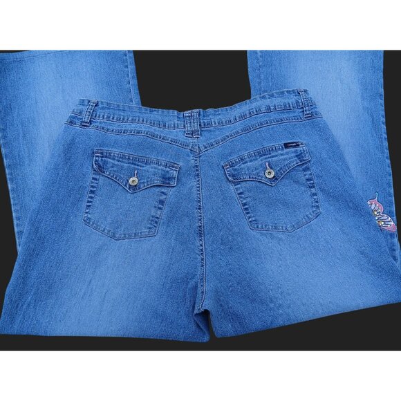 Vintage Angels Womens Denim Cropped Jeans Embroidery Butterfly Floral Size 20 - Picture 14 of 16